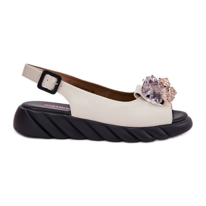 ARTIKER Dámské kožené sandály s artikem 54C1627 Crystals Beige béžový
