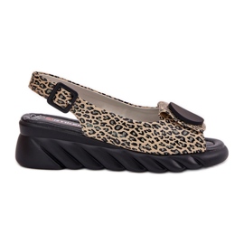 ARTIKER Přírodní kožená sandály pro klínový artker 56C2186 Leopard Print béžový