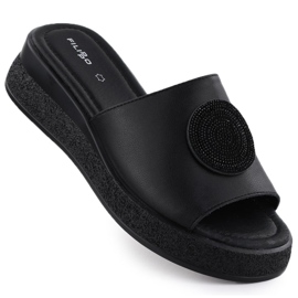 Dámské kožené žabky s bundy Black Filippo 6987 černý