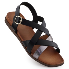 Dámské sandály Flat Romans Black Sergio Leone SK088H černá