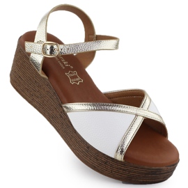 S.Barski Dámské sandály na Wedge White Złote S. Barski PL51-324 bílý