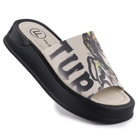 Dámské kožené pantofle s tiskem Beige Filippo DK6158 béžový