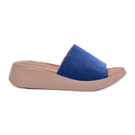 Dámské semišové žabky na Panto Fino RR267041 Blue Wedge modrý