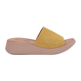 Dámský semišový překlopení -Flips on the Panto Fino RR267038 Wedge žlutá