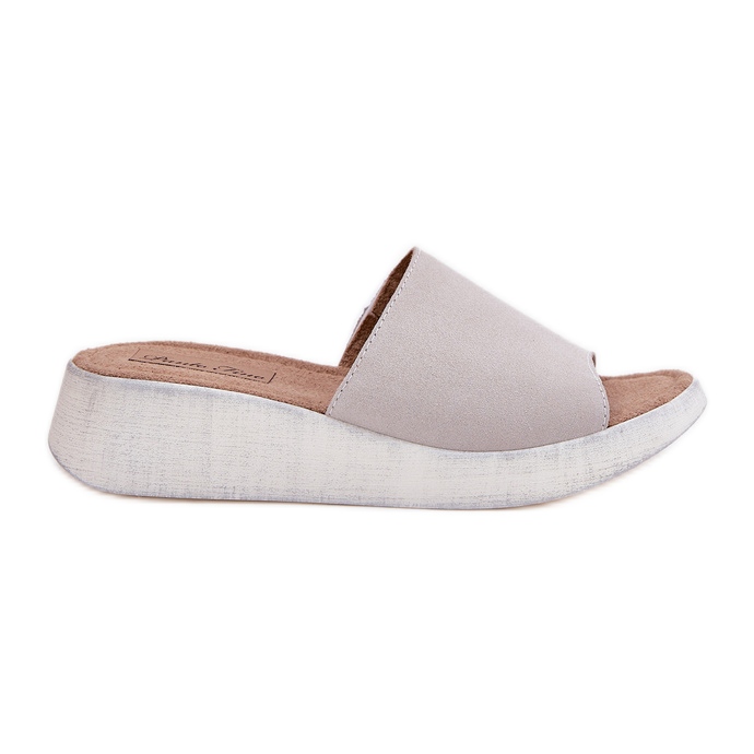 Dámské semišové žabky na Panto Fino RR267044 Gray Wedge šedá