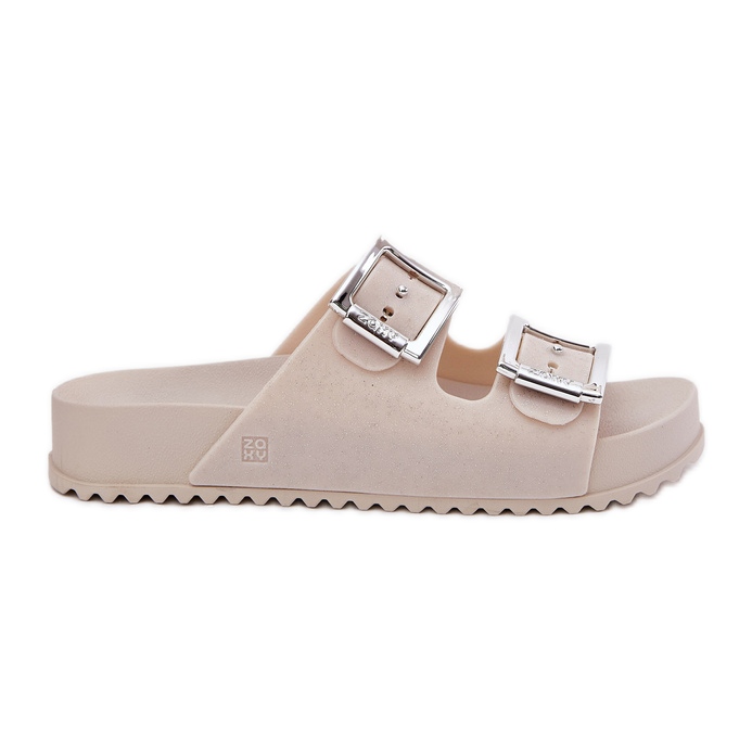Voňavé dámské žabky s přezky a třpytky Zaxy RR285056 BEIGE béžový