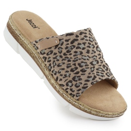 Dámské žabky na leopard tisk Beige Jezzi 8832 béžový