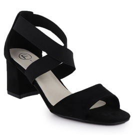 Dámské sandály na příspěvku sklouzly na Black Elastics Filippo DS6920 černý