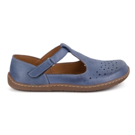 Olivier Dámské boty naboso vyrobené z přírodní kůže 1283 Navy Blue modrý