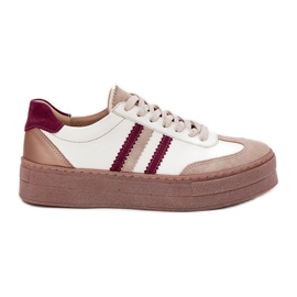 Dámské kožené tenisky na platformě Zazoo N1234 Beige-Bord béžový