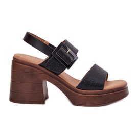 Dámské sandály na masivní patě a Vinceza 17387 Black Platform černá