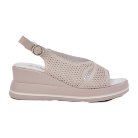 S.Barski Dámské kožené sandály S. Barski LR51-660 Openwork Beige béžový