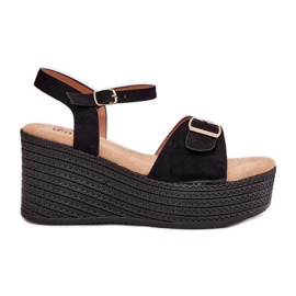 Inna Dámské sandály pro klín s černou sponou černý