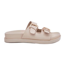 EVento Dámské žabky se zlatými sponami béžové béžový