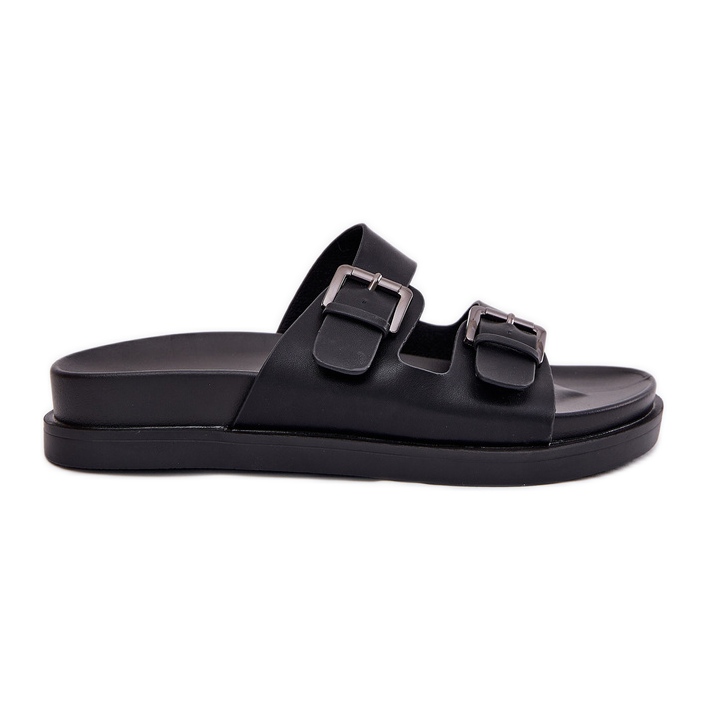 EVento Dámské pantofle se zlatými spony černé spony černá