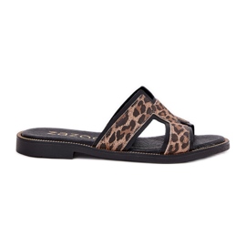 Kožené ploché leopardské žabky zazoo 40383 černé černý
