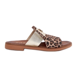 Zazoo Elegantní ploché -leather -high -heel Leather Flip Flip Flip Flip hnědý