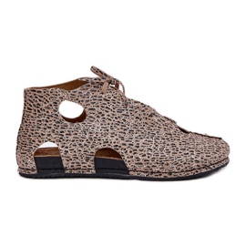 Vzorované kožené boty Maciejka 03426-49 Leopard Print béžový