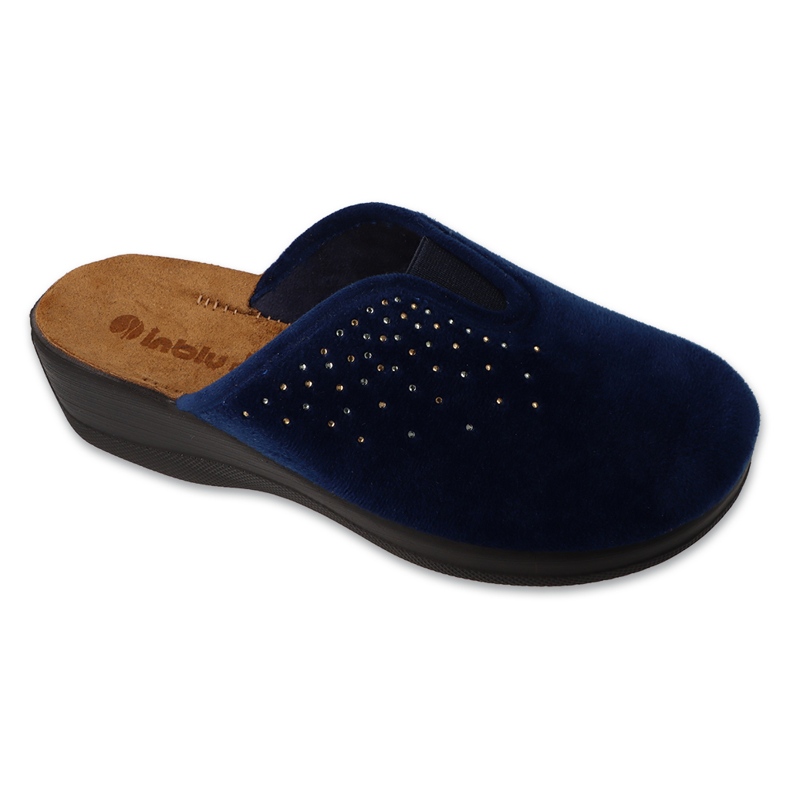 Dámské pantofle inblu kožená insert 155d164 námořnická modrá s drahokamy modrý Dámské pantofle inblu kožená insert 155d164 námořnická modrá s drahokamy modrý