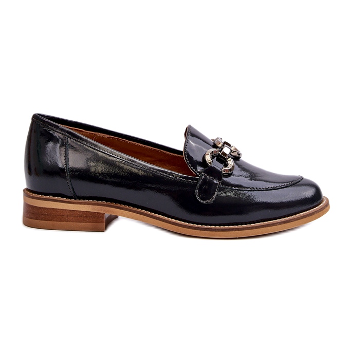 Laura Messi 2760 Navy Blue Leather Leather Varnised Loafers