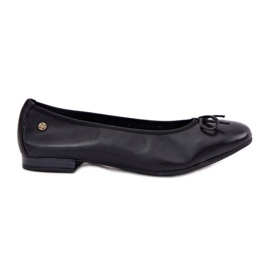 Dámské kožené baleríny Maciejka P6800-01 Black s lukem černý
