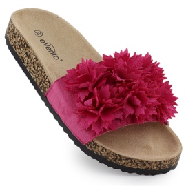 EVento Dámské žabky s květinami Pink Eveno 8319 růžový