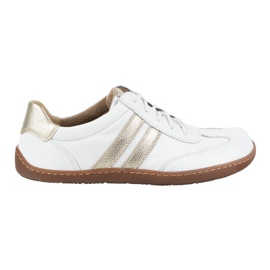 Olivier Minimalistická bota na bosé ženská kožená bota 1287 bílá se zlatými tenisky bílý Olivier Minimalistická bota na bosé ženská kožená bota 1287 bílá se zlatými tenisky bílý