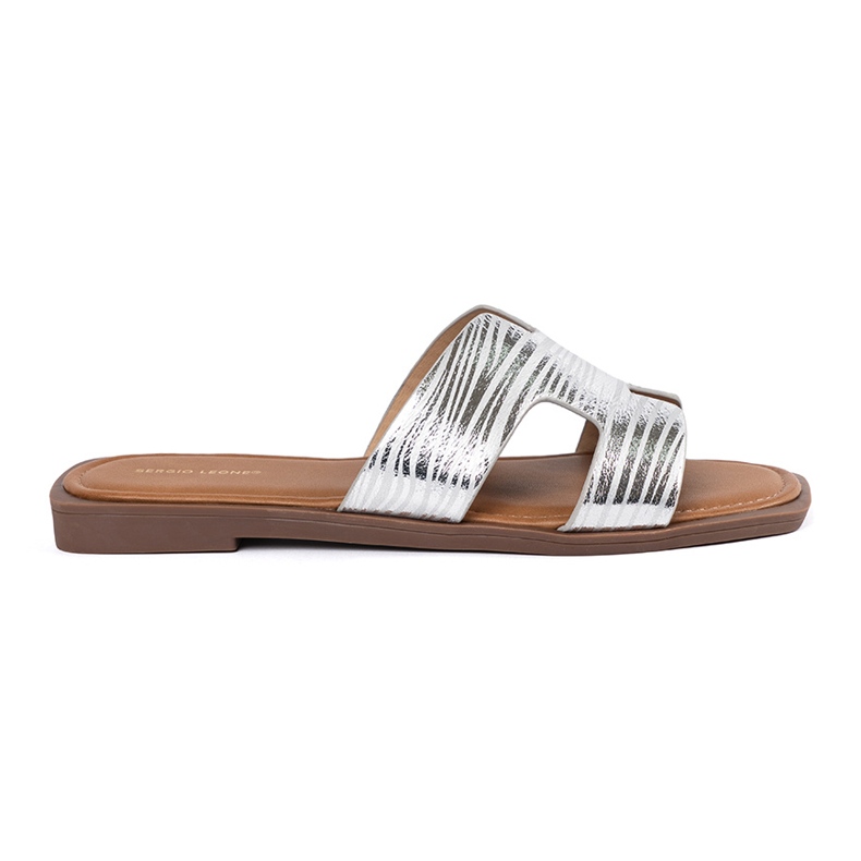 Sergio Leone Stříbrné žabky s čtvercovou špičkou stříbrný Sergio Leone Stříbrné žabky s čtvercovou špičkou stříbrný