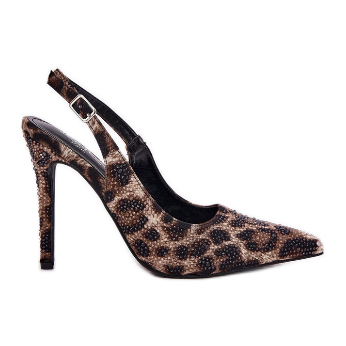 Inna Zdobené sandály na pin béžové a černý leopard tisk béžový