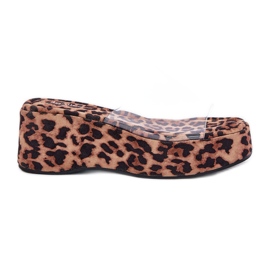 Inna Dámské žabky s průhledným klínem We Leopard Bar hnědý