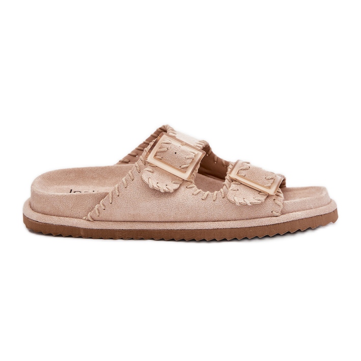 Inna Dámské žabky s spony a dekorativní béžovou lem béžový Inna Dámské žabky s spony a dekorativní béžovou lem béžový