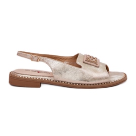 S.Barski Elegantní dámské ploché sandály s ozdobou S. Barski KV51-082 Zlato zlatý