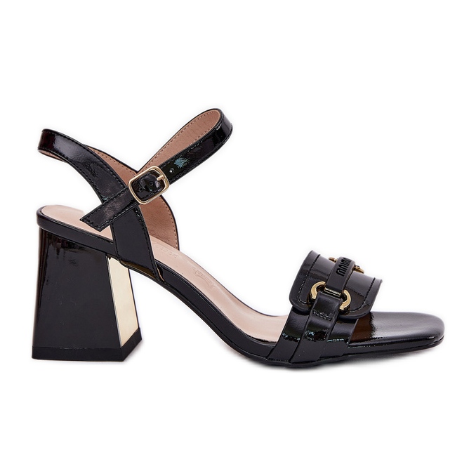 EVento Kožené lakované dámské sandály na sloupu černé černá EVento Kožené lakované dámské sandály na sloupu černé černá