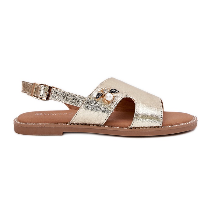 Ploché dámské sandály s dekorativním detailem Vinceza 17378 Zlotys zlatý Ploché dámské sandály s dekorativním detailem Vinceza 17378 Zlotys zlatý