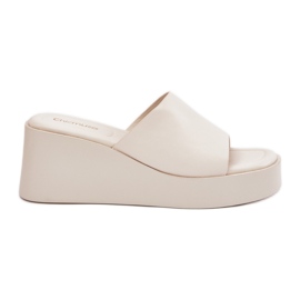 Inna Dámské žabky na Anchoic Leather Bright Beige béžový