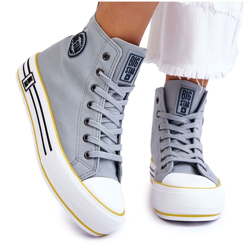 Dámské vysoce materiálové tenisky na platformě Big Star LL274188 Light Blue modrý
