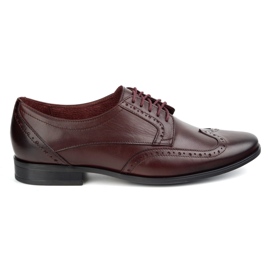 Olivier Men's Brogs Leather Shoes - Model 1023 Cherry červený