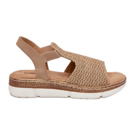 EVento Dámské sandály s béžovou a zlatým copem béžový