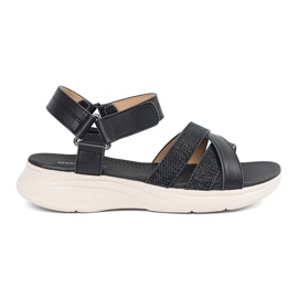 Sergio Leone Dámský sandál na bílé platformě černý