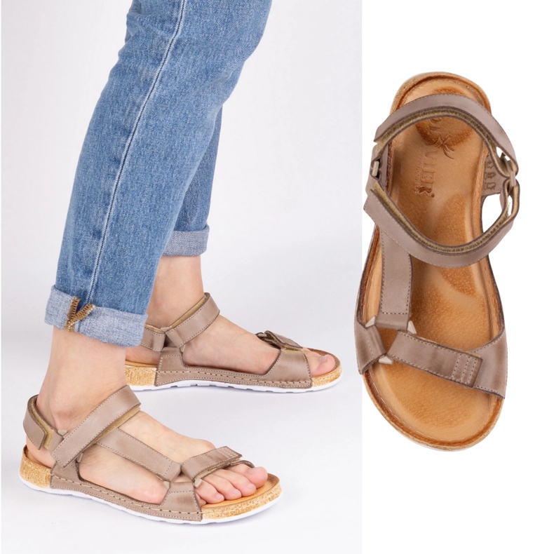 Olivier Dámské sandály nabosové kožené béžové béžový Olivier Dámské sandály nabosové kožené béžové béžový