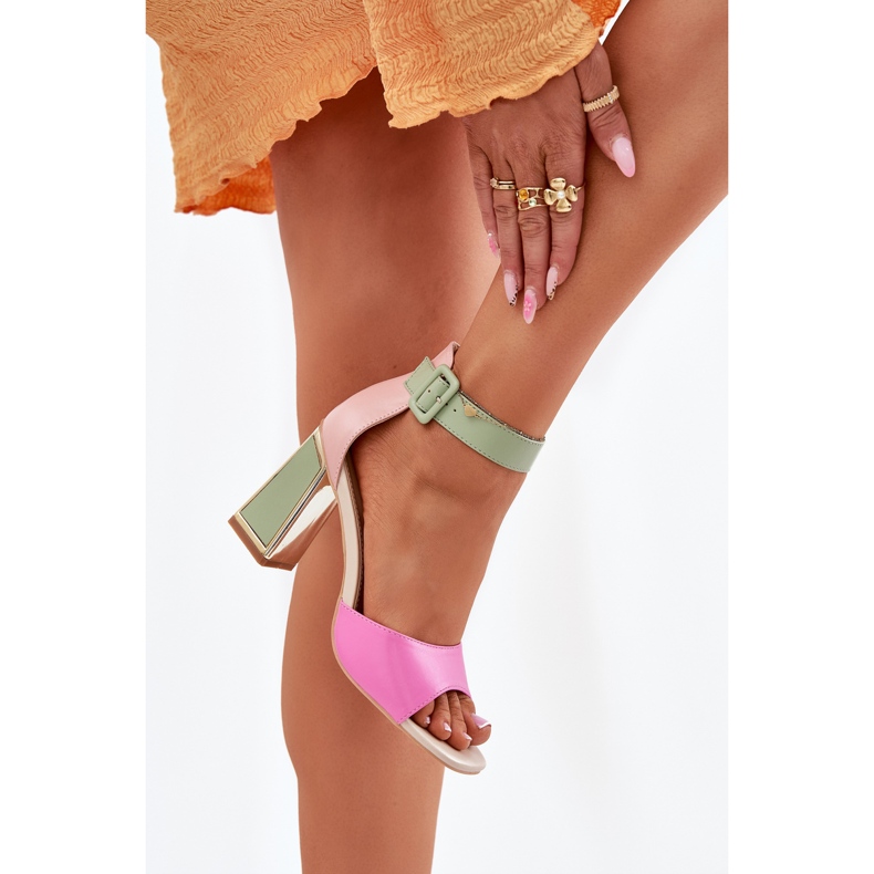 EVento Elegantní dámské sandály na růžově zeleném příspěvku růžový