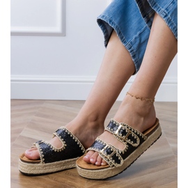 Black espadrilles třpyt s spony černá