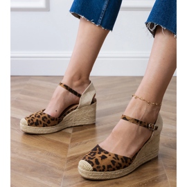 Panther sandály espadrilles na klínu hnědý