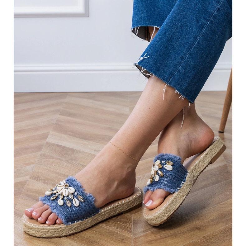 Blue espadrille žabky se skořápkami modrý