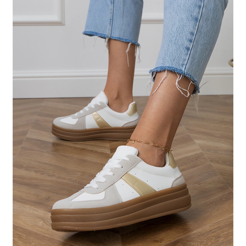 Dámské bílé tenisky na platformě bílý