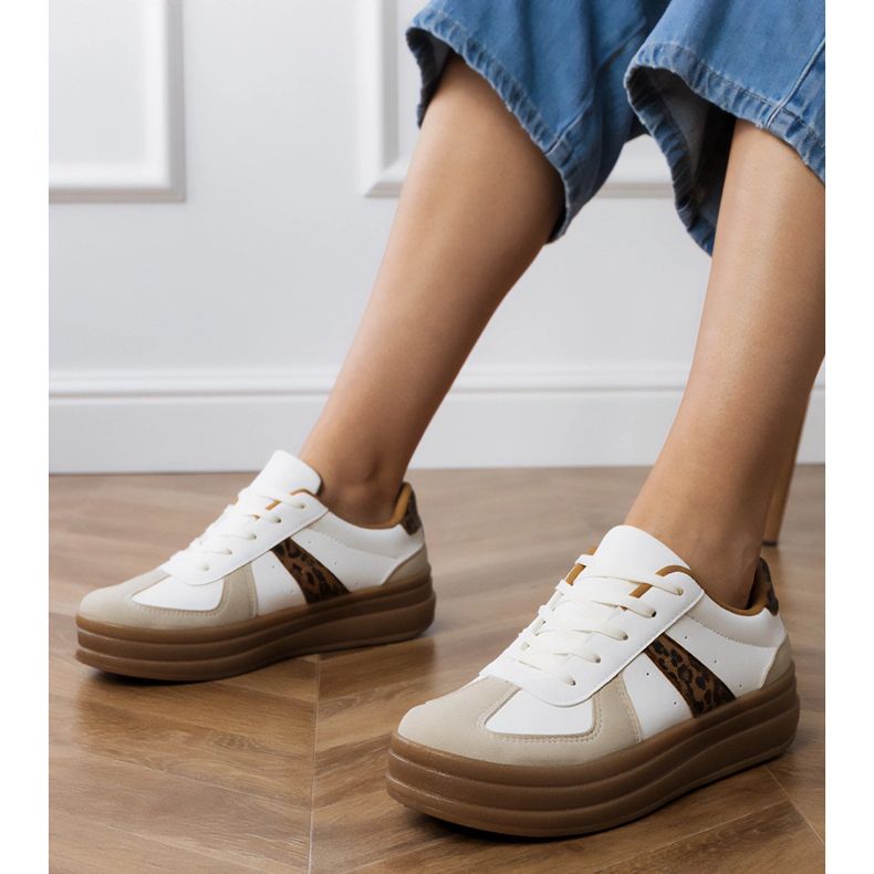 Dámské leopardské tenisky na platformě bílý