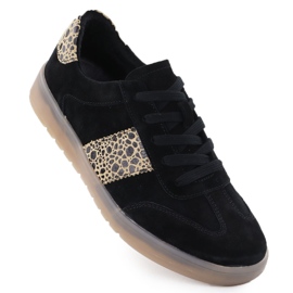 Dámské kožené sporty s leopardem. Filippo DP6770 černý