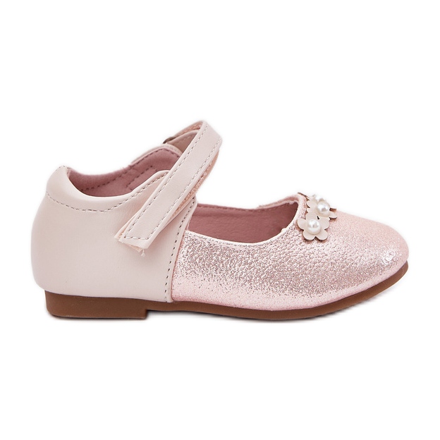 EVento Dětské baleríny na suchý zip s růžovými květy EVento Dětské baleríny na suchý zip s růžovými květy