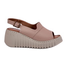 ARTIKER Dámské sandály vyrobené z přírodní kůže pro klínový artker 54C0788 Dark Beige béžový