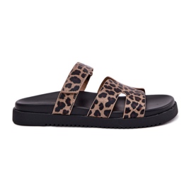 Dámské žabky s Vinceza 17401 Leopard na suchý zip hnědý